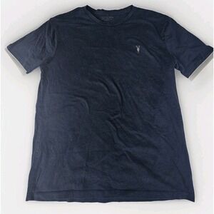 AllSaints Black T-Shirt Ram Skull Logo Men's Size Medium Regular Fit